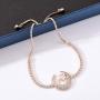Yushitong Moon and Star Expandable Brass with Sparkling Cubic Zirconia Adjustable Bracelet for Women and Girls