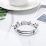 HZMAN Key Padlock Steel Cable Bracelet Stainless Steel Cuff Ladies Cubic Zirconia Bracelet Wristband