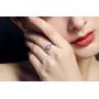 TONGZHE Dia.8mm Round Blue Evil Eye Band Ring in Sterling Silver 925 with Cubic Zirconia Size 6-8