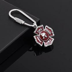 zeqingjw Cremation Keychain Jewelry for Ashes Firefighter Urn Keychain with Crystal Fire Keepsake Pendant for Men Women Memorial Ash Locket