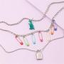 Butterfly Dinosaur Layered Pins Lock Pendants Chain Necklace Punk Layering Choker Indie Aesthetic Clavicle Chain Necklaces Adjustable Multilayer Chain Egirl Chokers Jewelry for Women Girls