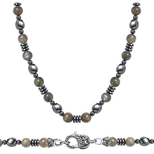 WESTMIAJW Mens Beads Beaded Necklaces Chain Natural Gemstone Healing Crystals Jewelry 45/50/60/70cm