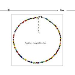 YBMYCM Boho Seed Beads Choker Necklace for Women and Girls Rainbow Tiny Beaded Necklace Summer Hawaii Style Jewelry Gifts