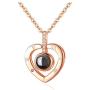 I Love You Necklace, 100 Languages Crystal Love Memory Projection Necklaces Heart Shape Loving Memory Collarbone Necklace for Women Girls Jewelry Birthday Gifts for Girlfriend Women Wife Mom