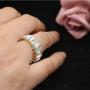 HSQYJ Rainbow Baguette Band Ring Eternity Band Cubic Zirconia Ring Gold Plated Fashion Luxury Jewelry Crystal Cocktail Rings for Women Girl Gift