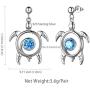 Aurora Tears Turtle Necklace/Earrings/Ring Set Celtic Spiral 925 Sterling Silver Sea Animal Viking Swirls Turtle Jewelry Sets Women Birthstone Ancient Symbol Crystal Cute Jewellery