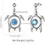 Aurora Tears Turtle Necklace/Earrings/Ring Set Celtic Spiral 925 Sterling Silver Sea Animal Viking Swirls Turtle Jewelry Sets Women Birthstone Ancient Symbol Crystal Cute Jewellery