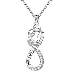APOTIE Sterling Silver Infinity Lover Necklace Snake Couple I Love You Jewelry Gift for Wife Girlfriend Lover Valentines Day Anniversary