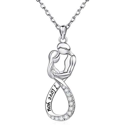APOTIE Sterling Silver Infinity Lover Necklace Snake Couple I Love You Jewelry Gift for Wife Girlfriend Lover Valentines Day Anniversary