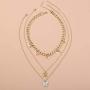 S SNUOY Gold Layered Butterfly Choker Necklace for Women Fashion Butterfly Turcos Pendant Love Chain Jewelry