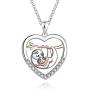 925 Sterling Silver Sloth Bear Pendant Necklace Heart Animal Love ''Slow Down Be Happy'' Mother Daughter Jewelry Gift for Women