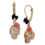 Betsey Johnson Floral Bandana & Skull Earrings Set