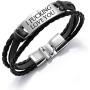 JUPPE Personalized Leather Braided Rope Bracelet Custom Engraved Stainless Steel Bangle Classic Unisex Gift