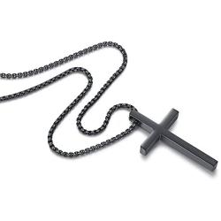 Reve Simple Stainless Steel Cross Pendant Chain Necklace for Men Women, 20-22 Inches Link Chain
