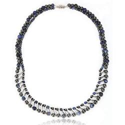 Elegant Womens Hematite Magnetic Therapy Necklace with Healing Stones Pain Relief for Neck Arthritis Migraine Headaches Shoulders and Back (Regular, Sodalite)