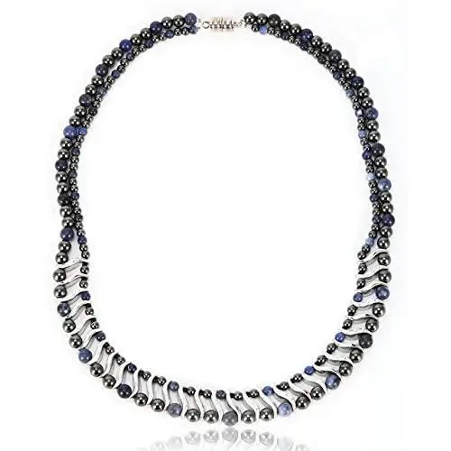 Elegant Womens Hematite Magnetic Therapy Necklace with Healing Stones Pain Relief for Neck Arthritis Migraine Headaches Shoulders and Back (Regular, Sodalite) Elegant Womens Hematite Magnetic Therapy Necklace with Healing Stones Pain Relief for Neck Arthritis Migraine Headaches Shoulders and Back (Regular, Sodalite)