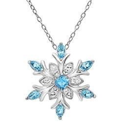Snowflake Pendant-Necklace made with SWAROVSKI CRYSTALS in Sterling Silver on an 18in. Sterling Silver Chain