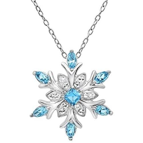 Snowflake Pendant-Necklace made with SWAROVSKI CRYSTALS in Sterling Silver on an 18in. Sterling Silver Chain