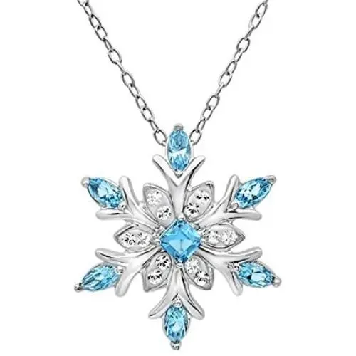 Snowflake Pendant-Necklace made with SWAROVSKI CRYSTALS in Sterling Silver on an 18in. Sterling Silver Chain