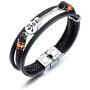 Mishow Mens Womens Leather Bracelet Guitar Handmade Braided Multi-Layer Wrap Bracelet, 8.26 inches
