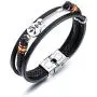 Mishow Mens Womens Leather Bracelet Guitar Handmade Braided Multi-Layer Wrap Bracelet, 8.26 inches