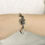 Merdia Polished Cuff Bracelet for Women Titanium Steel Rose Flower Bracelet 22.4G