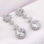 SWEETV Elegant Silver Wedding Bridal Earrings for brides,bridesmaid- Cubic Zirconia Crystal Dangle Earrings for Womens Party Prom Pageant