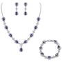 EleQueen Womens Silver-Tone Cubic Zirconia Teardrop Flower Bridal V-Necklace Sets Tennis Bracelet Dangle Earrings for Wedding Bridesmaids