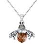 EleQueen 925 Sterling Silver Vintage Inspired Brown Crystals Queen Bee Pendant Necklace Bracelet Ring Jewelry for Women Girls