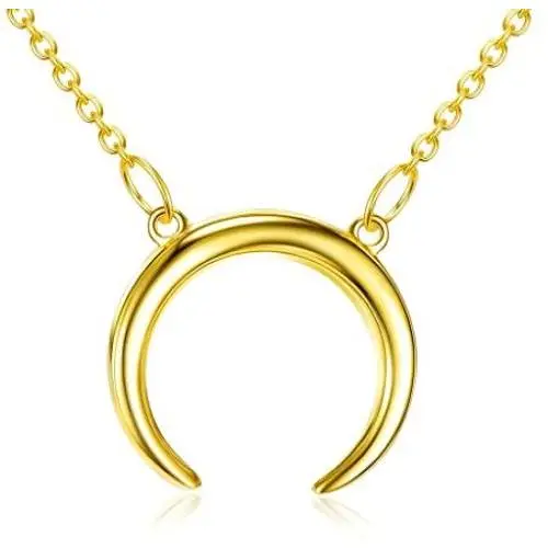 Crescent Moon Necklace Double Horn Pendant | 925 Sterling Silver Crescent Moon Necklace Double Horn Pendant | 925 Sterling Silver