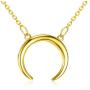 Crescent Moon Necklace Double Horn Pendant | 925 Sterling Silver