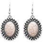 Rosemarie & Jubalee Womens Western Style Silver Tone Concho Medallion with Natural Howlite Necklace Earrings Set, 26''-29'' with 3'' Extension