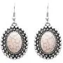 Rosemarie & Jubalee Womens Western Style Silver Tone Concho Medallion with Natural Howlite Necklace Earrings Set, 26''-29'' with 3'' Extension