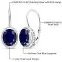 Gem Stone King 925 Sterling Silver Blue Sapphire Dangle Earrings 5.00 Cttw Gemstone Birthstone Oval 9X7MM