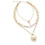Yilanair Gold Heart Layer Necklace Jewelry with Lock Key Pendant Long Chain Padlock Choker Necklace for Girls