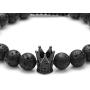 Top Plaza Couple Distance Bracelets Lava Stone Beads Essential Oil Diffuser Adjustable Bracelet with King Queen Crown Charm