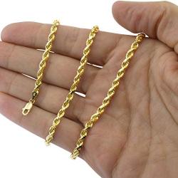 Nuragold 10k Yellow Gold 5mm Rope Chain Diamond Cut Pendant Necklace, Mens Womens Lobster Lock 20'' 22'' 24'' 26'' 28'' 30''