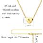 Joycuff Tiny Initial Necklace 14K Gold Plated Women Cute Heart Engraved Hammered Name Necklace Adjustable Personalized Alphabet Letter Pendant