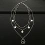 YienDoo Boho Multilayer Silver Ocean Wave Pendant Necklace Chain Dainty Sequins Choker Bohemian Layered Charm Beach Necklace Jewelry for Women and Girls