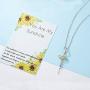 AONED S925 Sterling Silver Sunflower Cross Necklace Jewelry Gifts for Women Girls (Pack with Message Gifts Card)