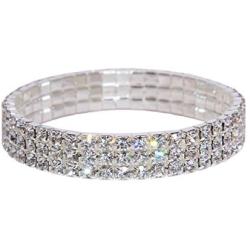 Weiss Rhinestone Stretch Bracelet Silver - Genuine Crystal - Bridal, Wedding, Prom, Party, Pageant, Evening Wear, Party Wear, Tennis Bracelet