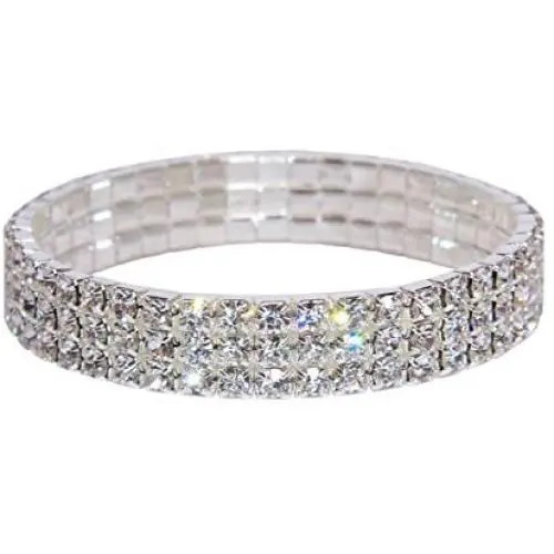 Weiss Rhinestone Stretch Bracelet Silver - Genuine Crystal - Bridal, Wedding, Prom, Party, Pageant, Evening Wear, Party Wear, Tennis Bracelet