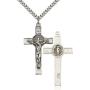 Heartland Mens Sterling Silver St. Benedict Crucifix Pendant USA Made
