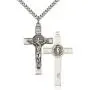 Heartland Mens Sterling Silver St. Benedict Crucifix Pendant USA Made