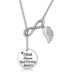 CENWA Memorial Jewelry Sympathy Gift I Wish Heaven Had Visiting Hours Lariat Y Necklace Loss of Loved One Remembrance Jewelry Gift