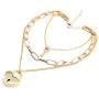 Yilanair Gold Heart Layer Necklace Jewelry with Lock Key Pendant Long Chain Padlock Choker Necklace for Girls