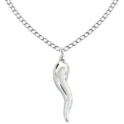 Ritastephens Sterling Silver Italian Horn Chain Necklace (18, 20, and 24 Inches)