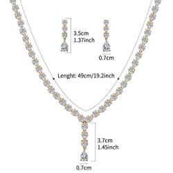 WeimanJewelry Women Cubic Zirconia CZ Bridal Marquise Tennis Long Teardrop Pendant Necklace and Dangle Earrings Set for Wedding Bride Jewelry