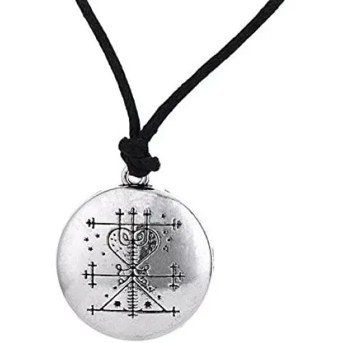fishhook Wicca Maman Brigitte Voodoo Loa Veve Love Pendant Necklace Jewelry for Man and Women