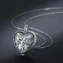 S925 Sterling Silver Heart Urn Ashes Necklace,Tree of Life Cremation Jewelry for Ashes, Keepsake, Memorial Urn Locket Pendant Necklace for Human or Pets